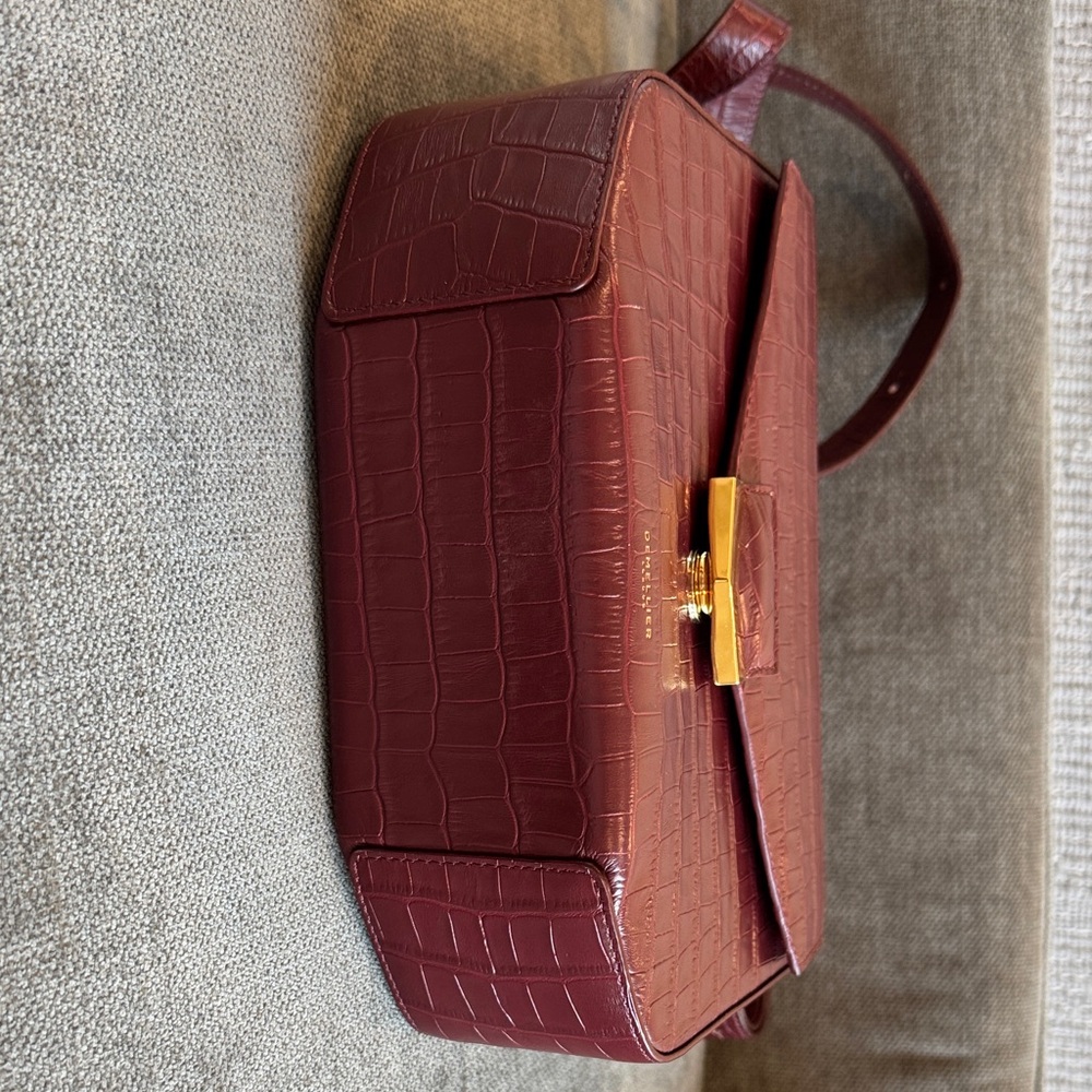 DeMellier London Croc-Embossed Crossbody Bag in Burgundy - Picture 13 of 16